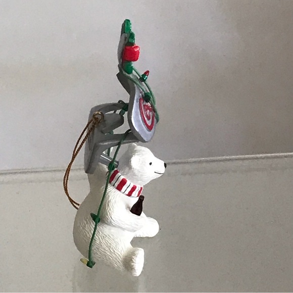 Coca Cola Polar Bear on Bottle Opener Polar Bear Collection Ornament -VTG - 1995 - Picture 4 of 12